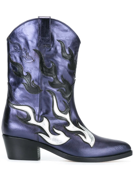  Chiara Ferragni Flame Western Boots - Blue 