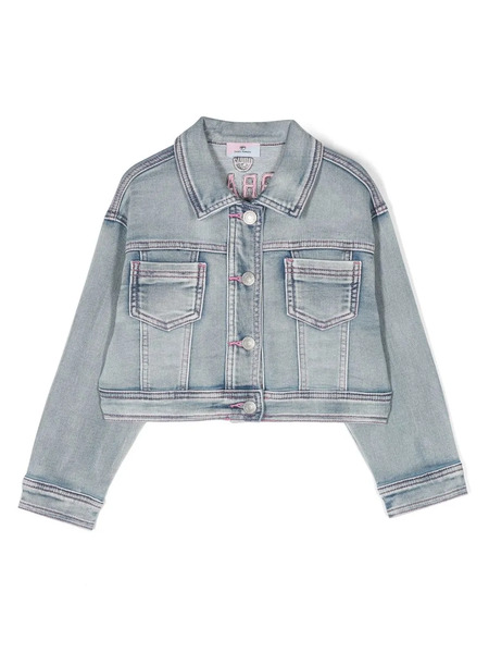  Chiara Ferragni Kids Logo-embroidered Denim Jacket - Blue 