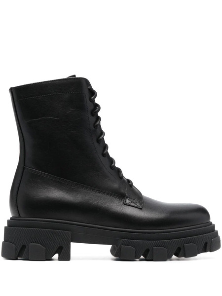  Chiara Ferragni Leather Lace Up Boots - Black 