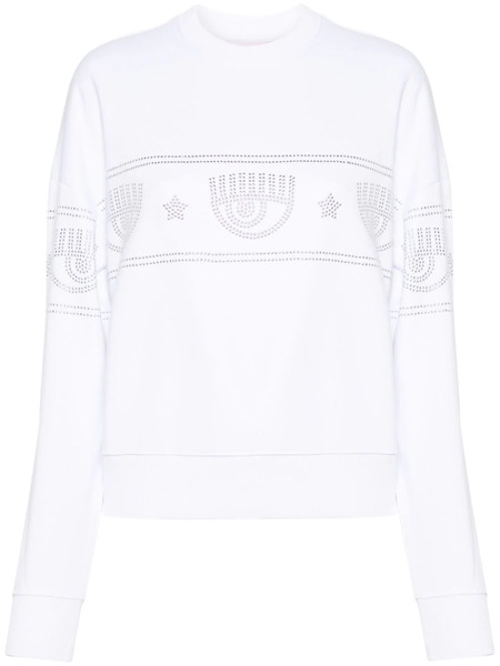  Chiara Ferragni Logomania Stud-embellished Sweatshirt - White 