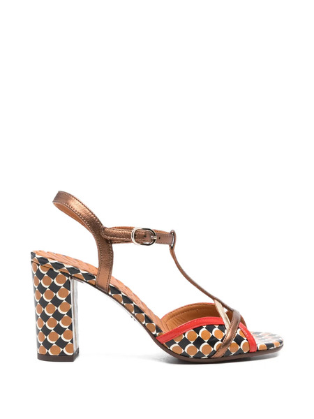  Chie Mihara Bejo T-strap Patterned Leather Sandals - Brown 