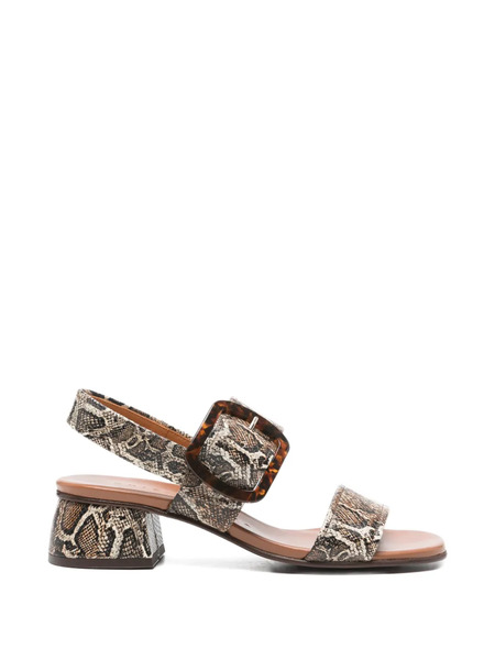  Chie Mihara Buckle Snake- Print Sandals - Neutrals 