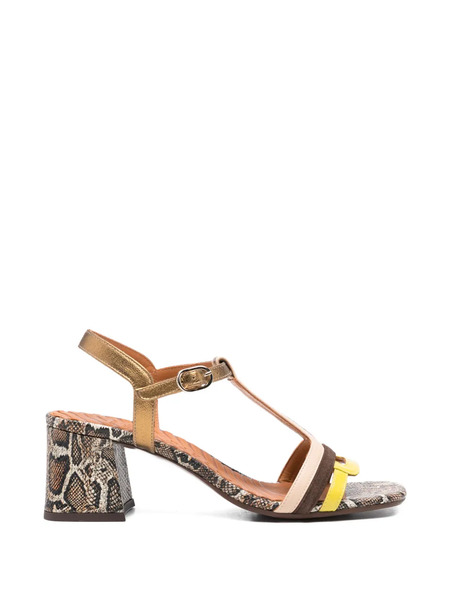  Chie Mihara Liluce T-strap Snake-effect Sandals - Brown 