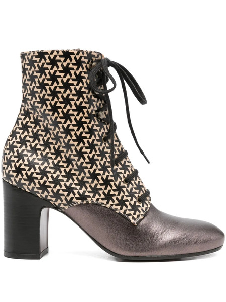  Chie Mihara 80mm Masalac Geometric-pattern Lace-up Boots - Brown 