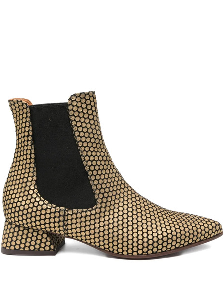  Chie Mihara 35mm Pointed-toe Polka-dot Boots - Gold 