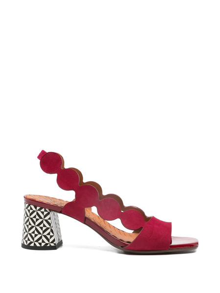  Chie Mihara Scalloped Pattern Heel Sandals - Red 