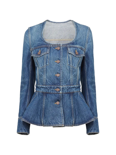  Chloé Button Flap-pocket Denim Jacket - Blue 