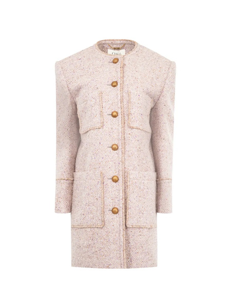  Chloé Button Patch Pocket Coat - Pink 