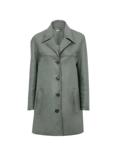  Chloé Buttoned Leather Coat - Blue 