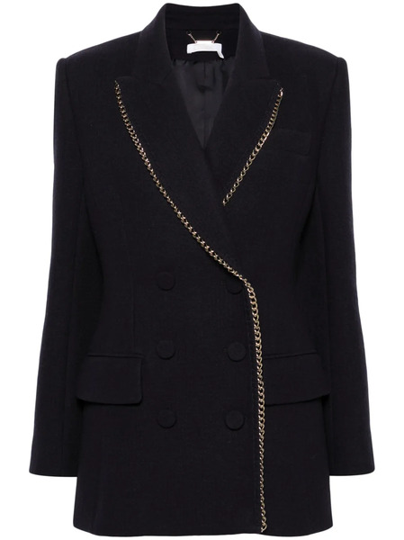  Chloé Chain-link Trim Double-breasted Blazer - Blue 