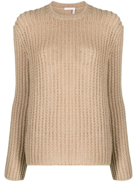  Chloé Crew-neck Waffle-knit Jumper - Neutrals 
