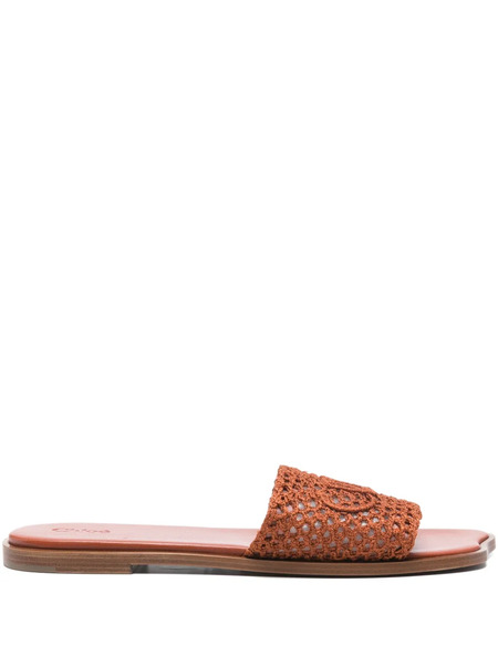  Chloé Crochet Logo Sandals - Brown 