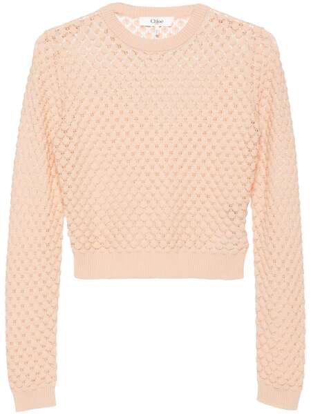  Chloé Cropped Pointelle-knit Jumper - Neutrals 