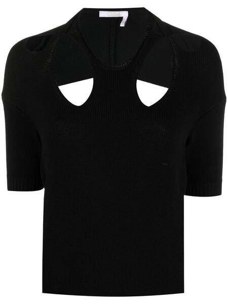  Chloé Cut-out Knitted Top - Black 