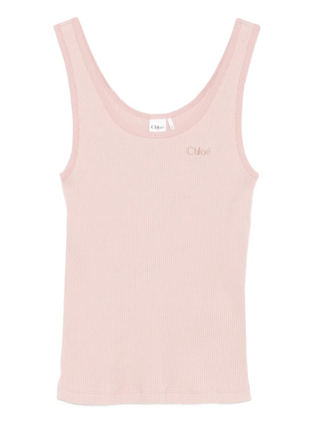  Chloé Embroidered-logo Tank Top - Pink 