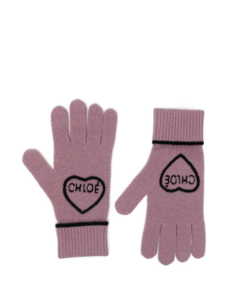  Chloé Encoeur Gloves - Pink 