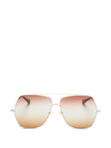  Chloé Eyewear Geometric-shape Sunglasses - Gold 