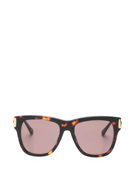  Chloé Eyewear Gold-tone Rectangle Sunglasses - Brown 