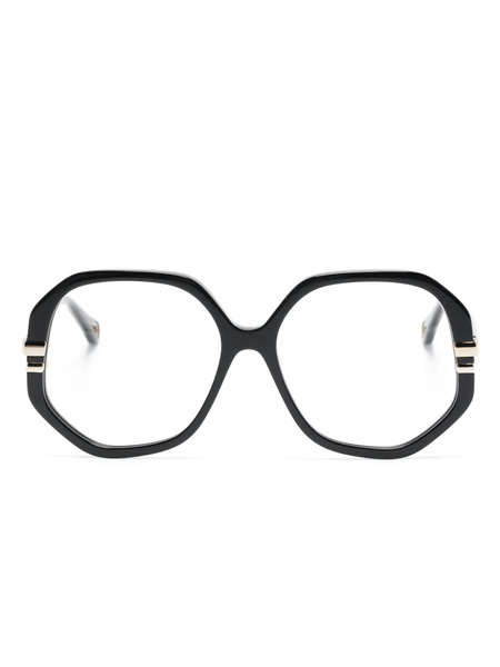  Chloé Eyewear Logo-debossed Square-frame Glasses - Black 