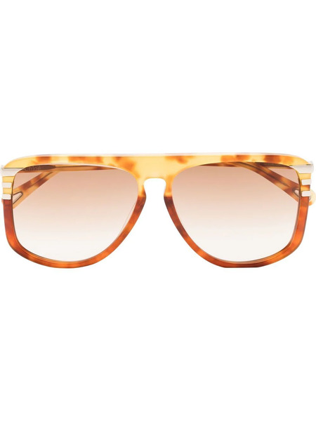  Chloé Eyewear Pilot-frame Tortoiseshell-effect Sunglasses - Orange 