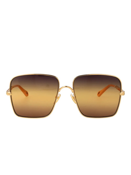  Chloé Eyewear Square Frame Sunglasses - Gold 