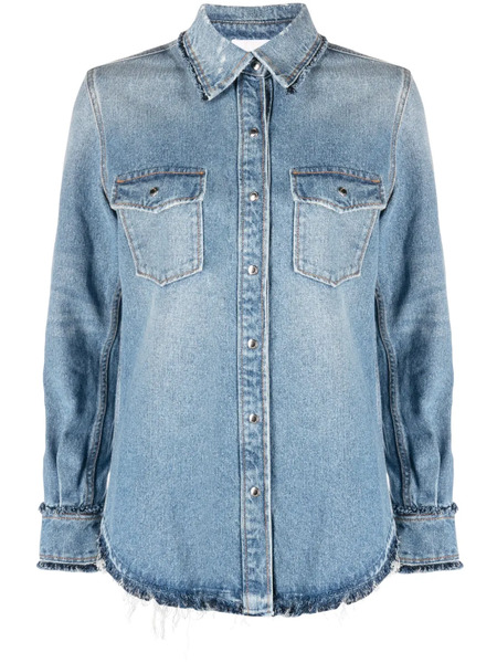  Chloé Frayed Denim Shirt - Blue 