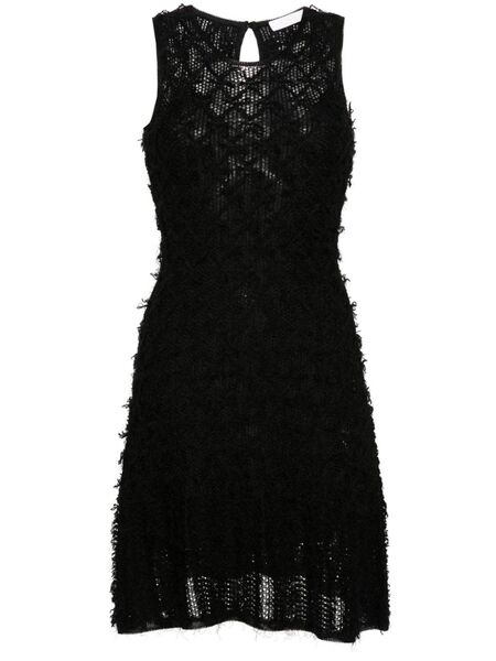  Chloé Frayed Mini Dress - Black 