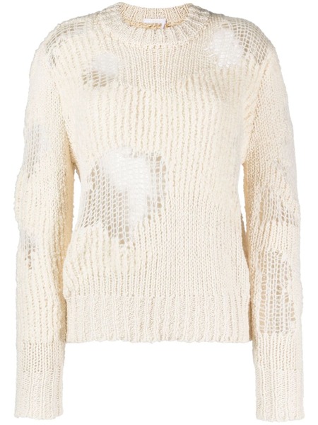  Chloé Generous Chunky-knit Distressed Jumper - White 
