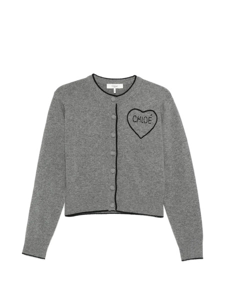  Chloé Heart-motif Buttoned Cardigan - Grey 