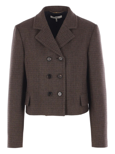  Chloé Houndstooth Double-breasted Jacket - Brown 
