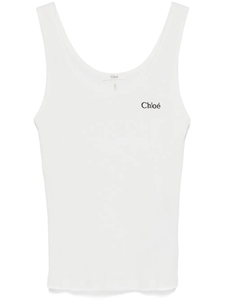  Chloé Jersey Tank Top - White 