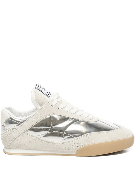  Chloé Kick Metallic-panelled Sneakers - Neutrals 