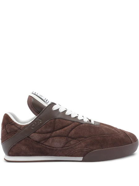  Chloé Kick Quilted Suede Sneakers - Brown 