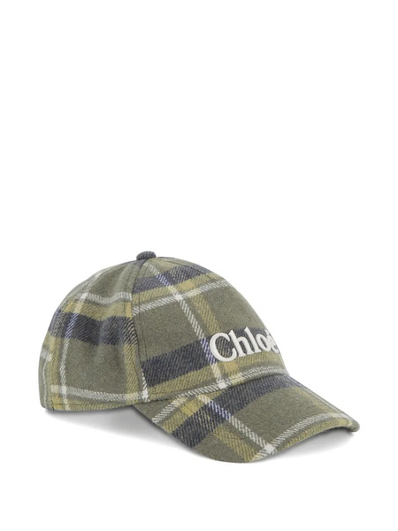  Chloé Kids Checked Baseball Cap - Green 