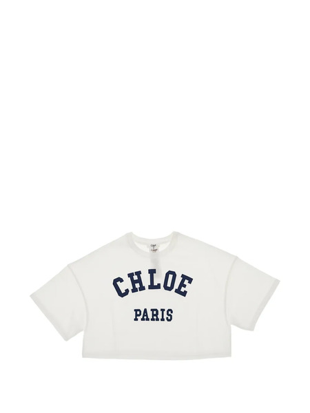  Chloé Kids Cropped T-shirt - White 