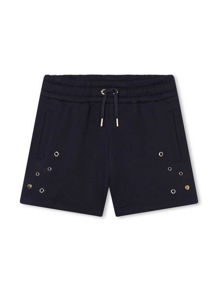  Chloé Kids Eyelet-detailing Organic Cotton Shorts - Black 