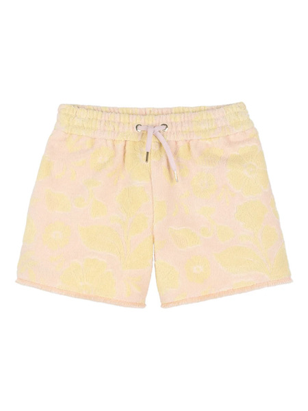  Chloé Kids Floral Drawstring Shorts - Yellow 