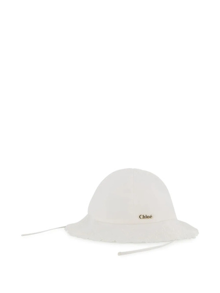  Chloé Kids Floral-edge Hat - White 