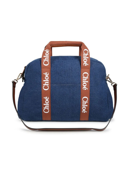  Chloé Kids Logo-strap Denim Changing Bag - Blue 