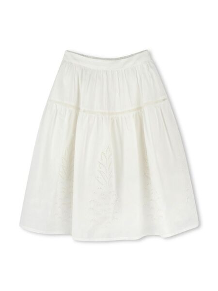  Chloé Kids Organic Cotton Midi Skirt - White 