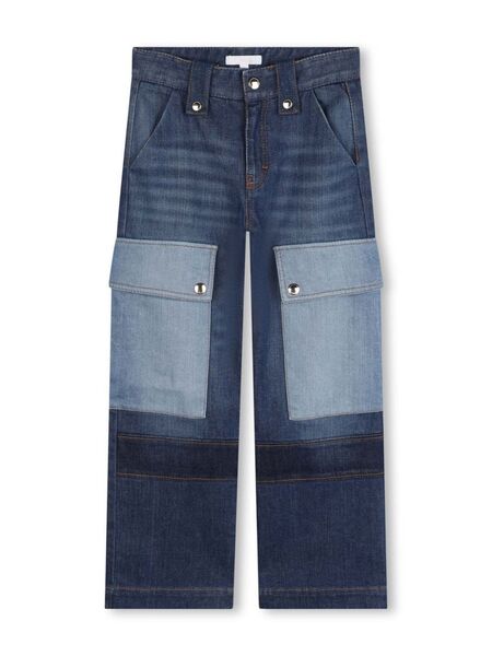  Chloé Kids Patchwork Cargo Jeans - Blue 