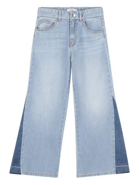  Chloé Kids Patchwork Wide-leg Jeans - Blue 
