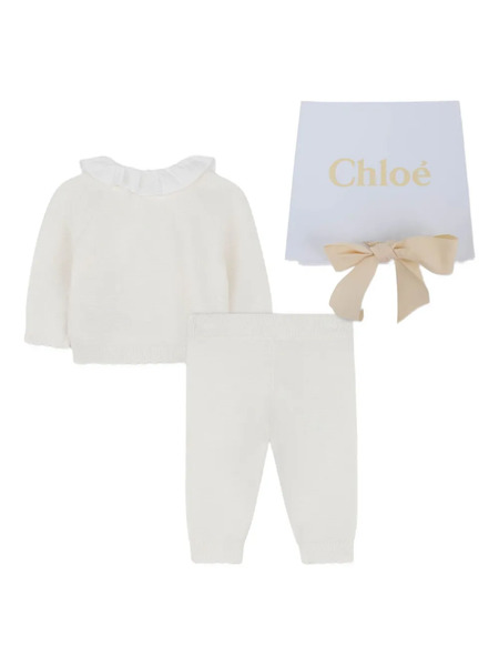  Chloé Kids Ruffle-collar Sweatshirt Set - Neutrals 