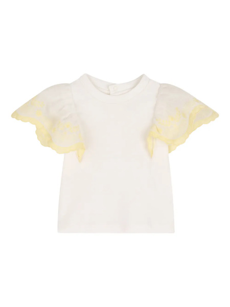  Chloé Kids Ruffled Lace Top - Neutrals 