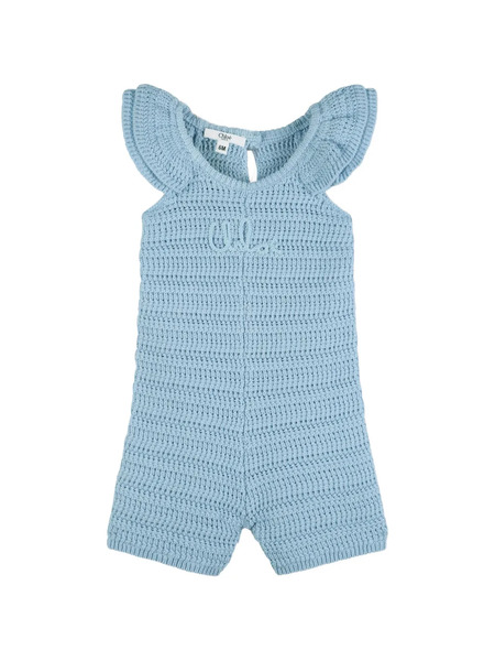  Chloé Kids Ruffled Playsuit - Blue 