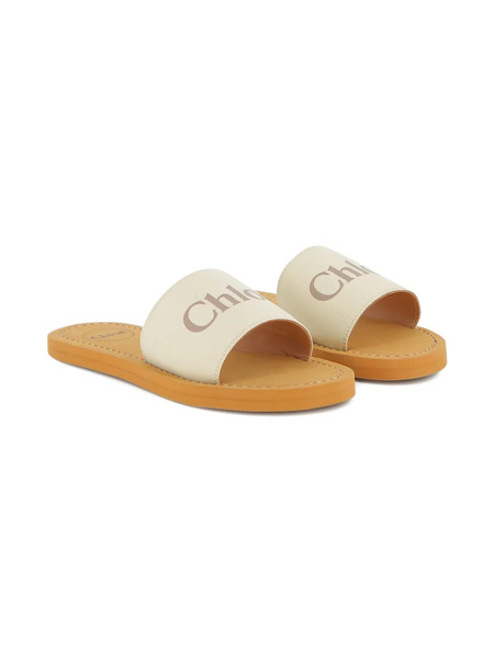  Chloé Kids Woody Logo-strap Sandal - Neutrals 