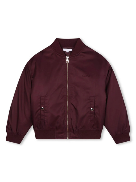  Chloé Kids Zipped Bomber Jacket - Red 