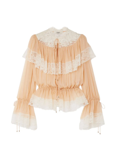  Chloé Lace Ruffled Top - Neutrals 
