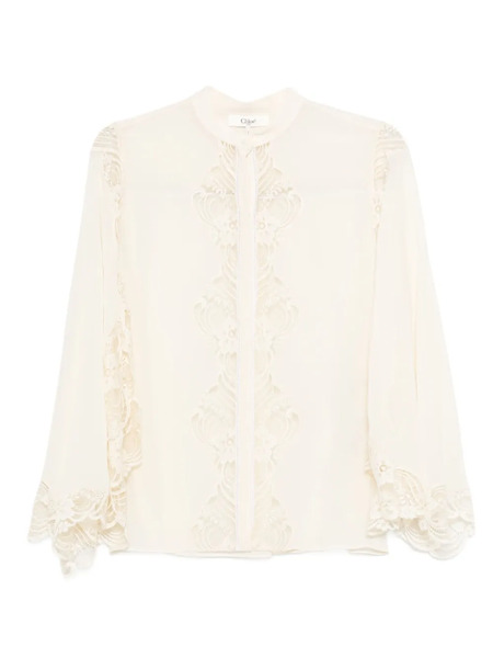  Chloé Lace-trimmed Blouse - Neutrals 