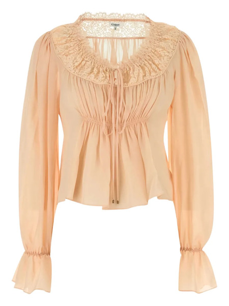  Chloé Lace-trimmed Blouse - Pink 